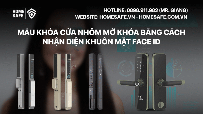 Mẫu khóa cửa nhôm đẹp mở khóa bằng nhận điện khuôn mặt Face ID