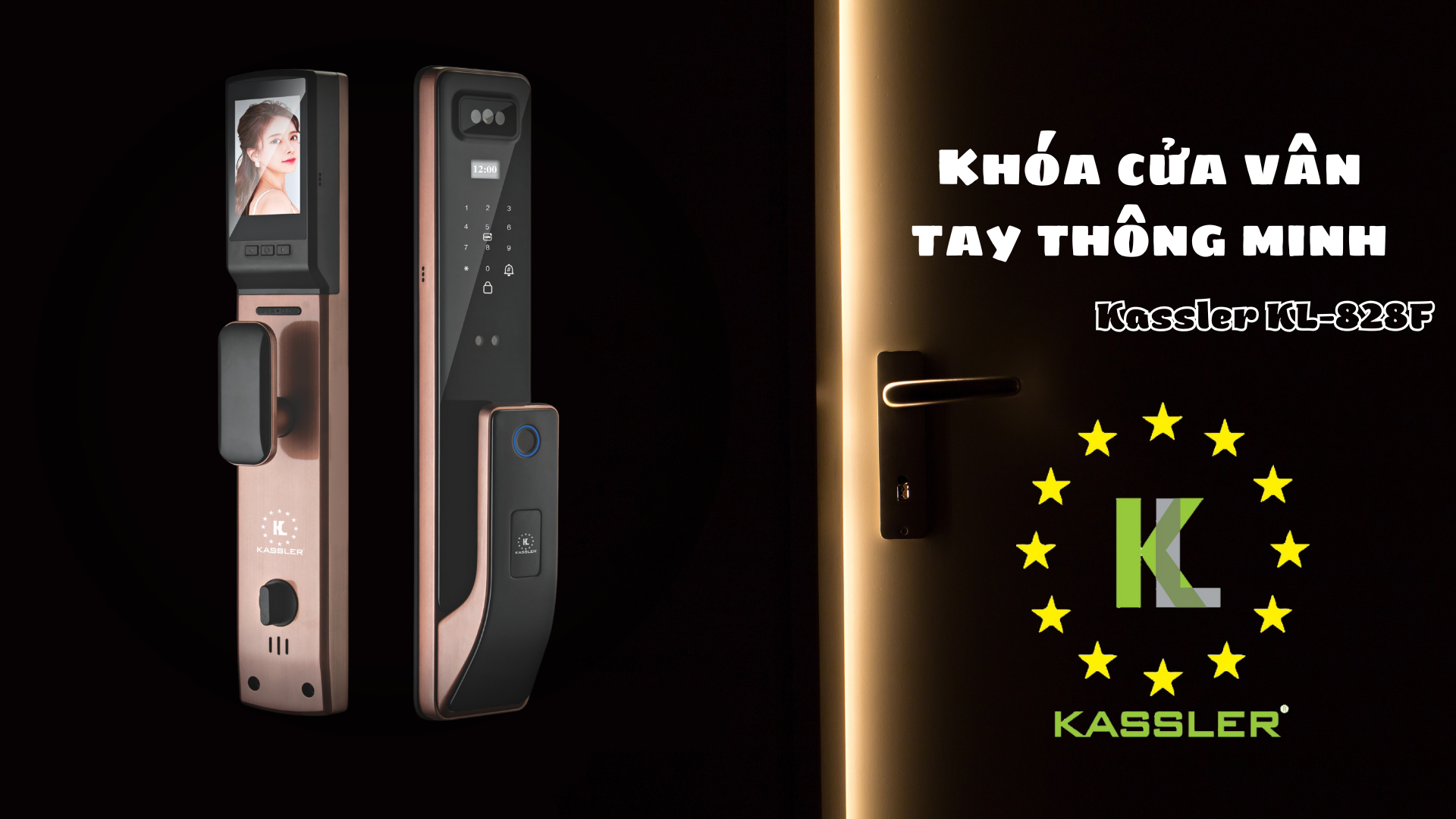 Khóa Cửa Vân Tay Tích Hợp Chuông Hình Kassler KL-828F – An Toàn Gõ Cửa, Thông Minh Mở Khóa